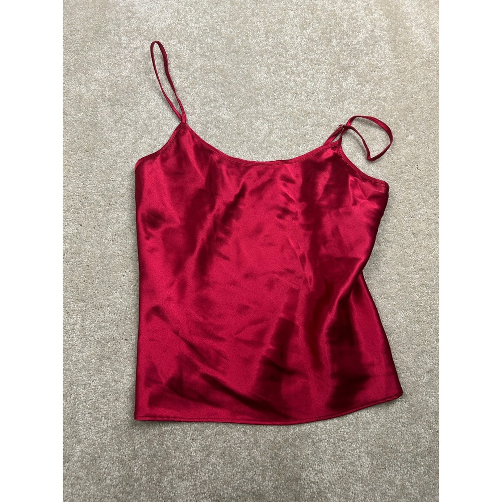 Secret Treasures Satin Camisole S Red Adjustable Straps Coquette Romantic Silky